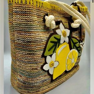 🆕Brighton🍋Bella Limone Large Soft Straw Handbag! Brand New!!!